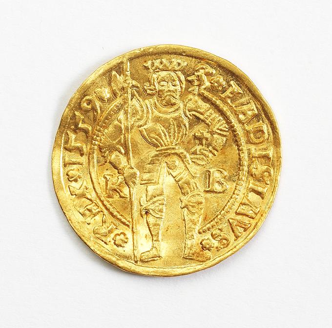 Zlat novec iz vitezovega groba, najden na Njegoševi ulici, kovan leta 1559 v Kremnitzu. V 16. stoletju bi z njim lahko kupili konja. | Foto: Matevž Paternoster