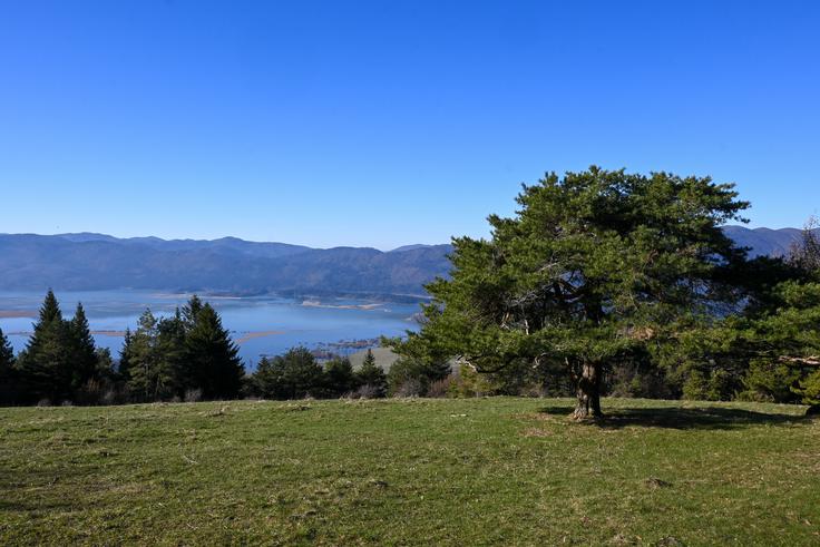 Pogled na Cerkniško jezero s prostranih travnikov tik pod planinskim domom in vrhom. | Foto: Matej Podgoršek