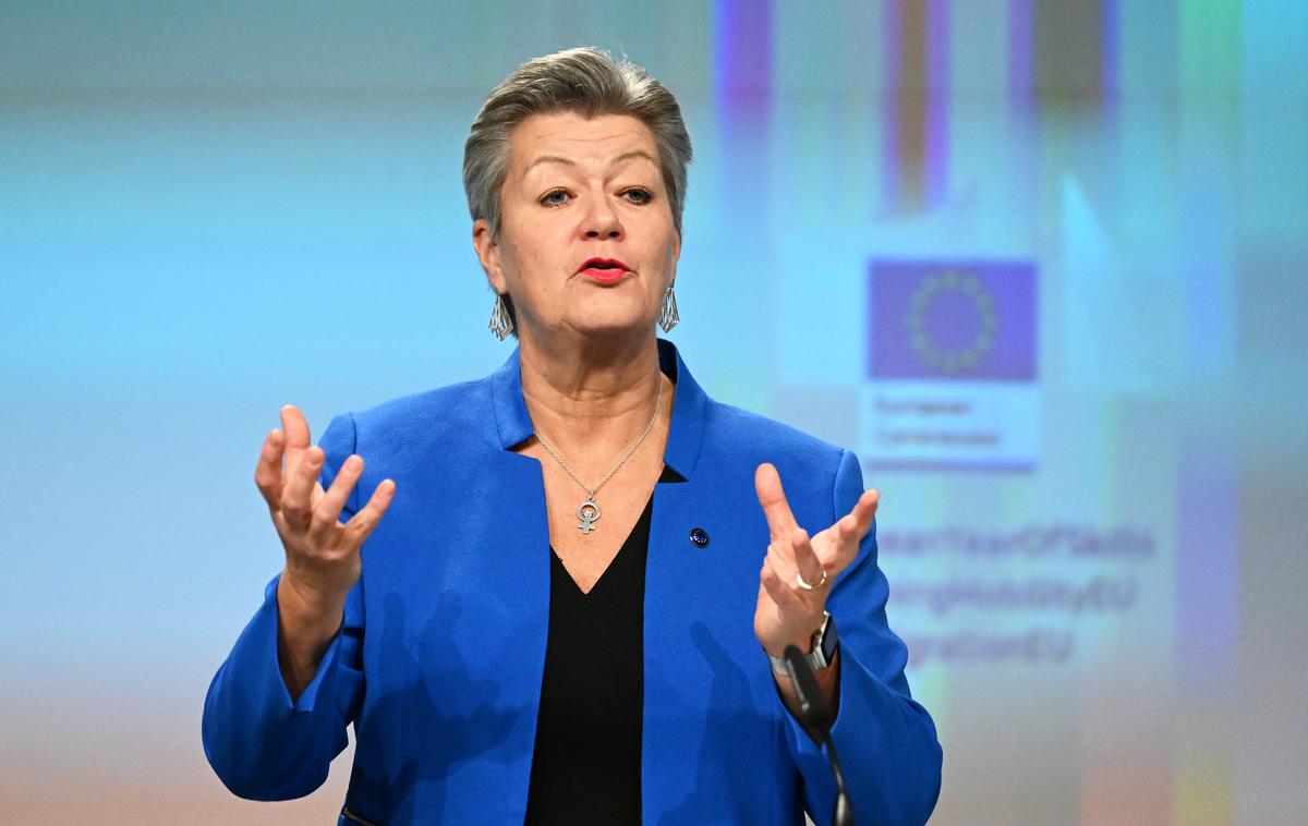 Ylva Johansson, evropska komisarka | Komisarka Johansson je danes ministrom predstavila tudi skupni načrt za izvajanje evropskega migracijskega pakta, ki se bo začel uporabljati čez dve leti.  | Foto Reuters