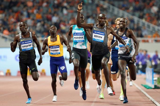 Ferguson Rotich se je veselil zmage na 800 metrov, kjer je premagal tudi slavnega rojaka Davida Rudisho. | Foto: Reuters