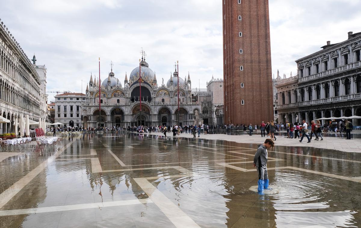 Benetke pod vodo | Benetke so avgusta redko poplavljene. Fotografija je iz oktobra 2021. | Foto Reuters