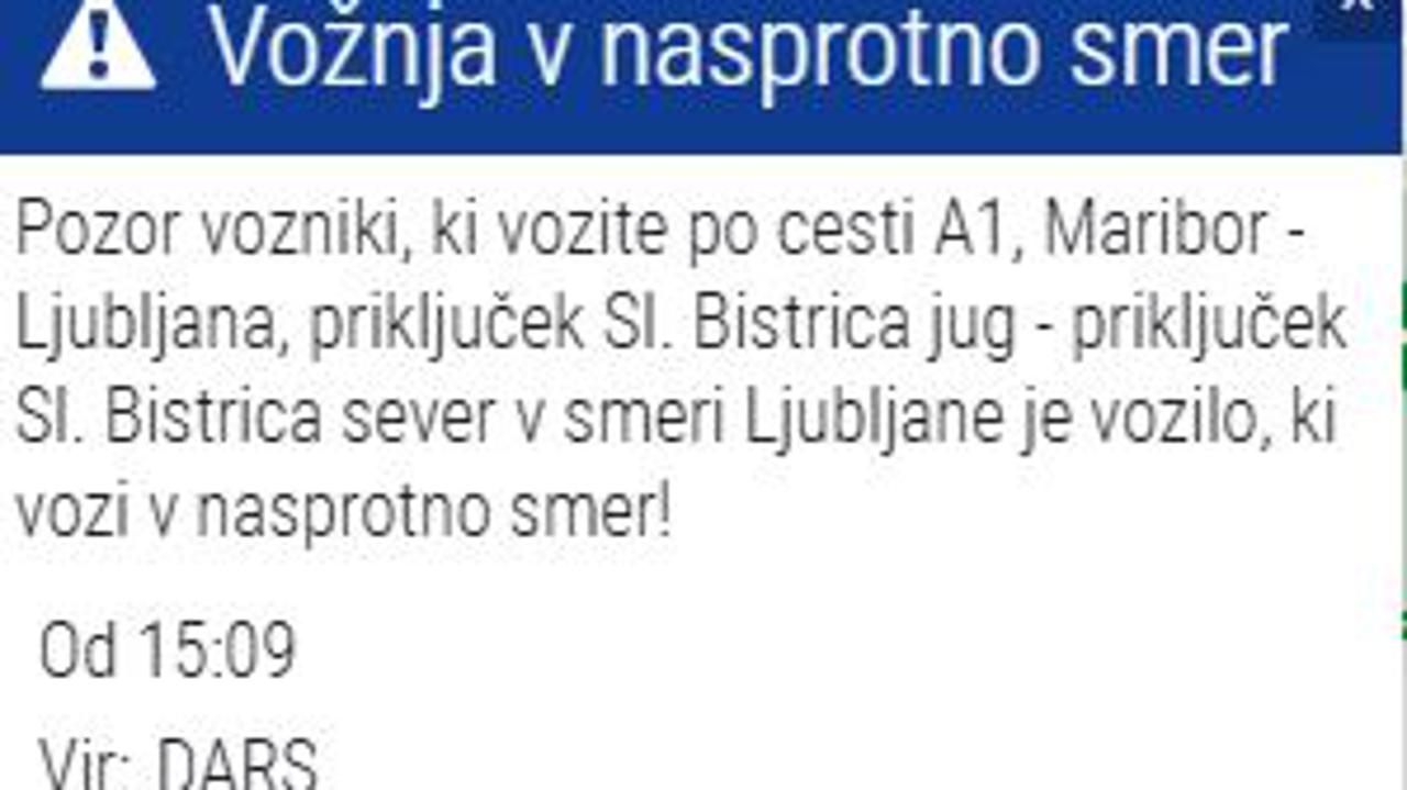 Pozor, voznik v nasprotni smeri na štajerski avtocesti