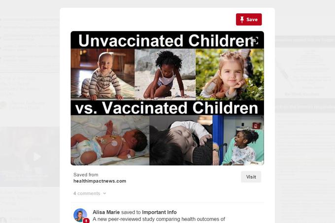 "Zgoraj otroci, ki niso bili cepljeni, spodaj cepljeni otroci." Primer kolaža, ki lahko prestraši starše, s fotografijami z Googla pa ga lahko naredi vsak, ki ima pet minut časa. Foto: Pinterest | Foto: 