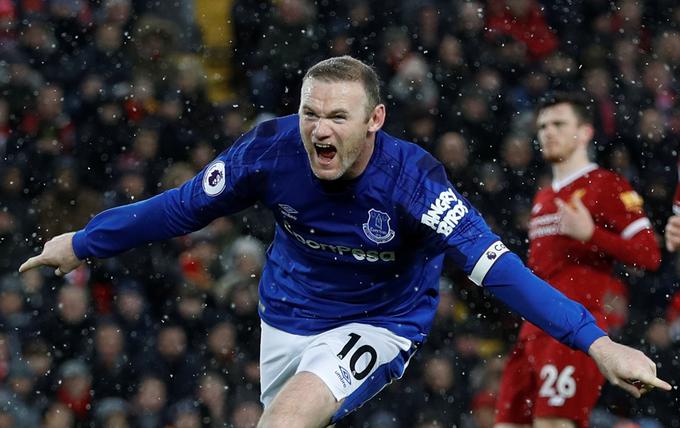 Nekdanji kapetan angleške reprezentance Wayne Rooney je postavil končni rezultat 1:1 na mestnem derbiju v Liverpoolu. | Foto: Reuters