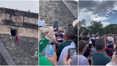 Besna množica nad turistko, ki se je povzpela na starodavno piramido #video