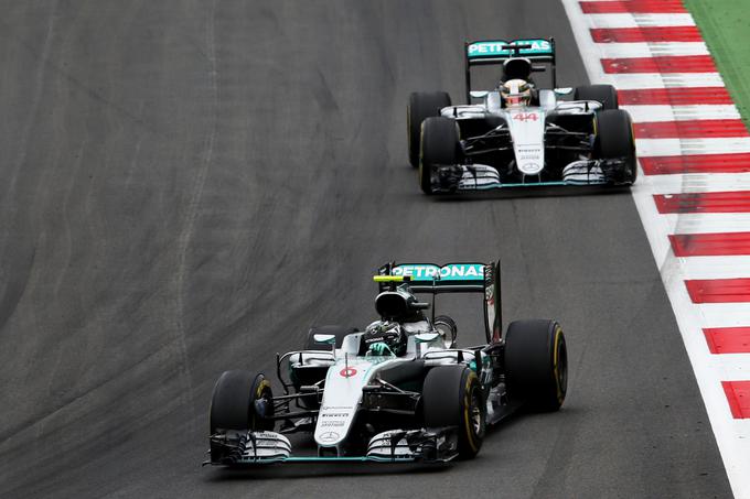 Tekmovalnost med Rosbergom in Hamiltonom je povzročila nov incident na stezi. Na preostalih 12 dirkah bomo priča še kakšnemu. | Foto: 