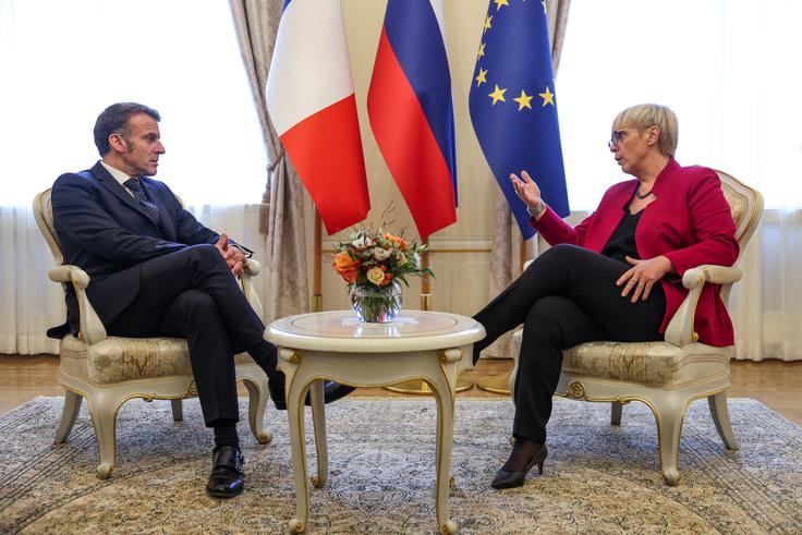 Emmanuel Macron, Nataša Pirc Musar | Foto: Reuters