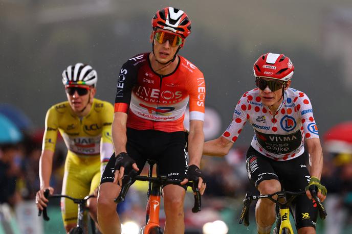Thymen Arensman, Tadej Pogačar, Jonas Vingegaard | Tadej Pogačar je zanesljivo ubranil veliko prednost v skupnem seštevku Toura. | Foto Reuters