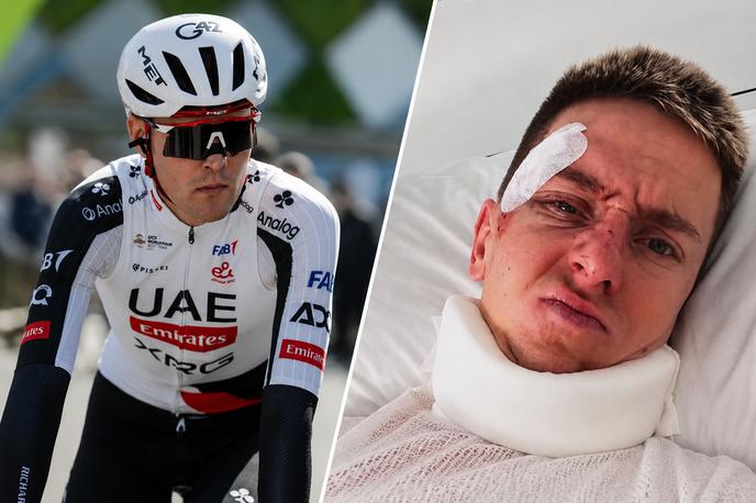 Pavel Sivakov Tadej Pogačar | Pavel Sivakov je bil ob padcu neposredno za Tadejem Pogačarjem in je zdaj razkril nov detajl trenutka, ki je slovenskemu šampionu končal Vuelto. | Foto Guliverimage, kolaž: Siol.net/AI