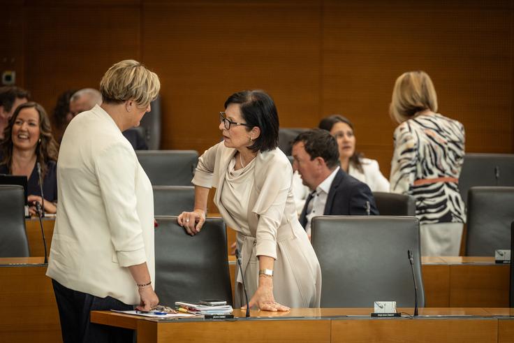 Jelka Godec je spomnila, da so se v koaliciji dogovorili za 20 temeljnih izhodišč in 35 strani dolgo koalicijsko pogodbo, ob tem pa naštela več ciljev, za katere si bodo prizadevali. | Foto: Ana Kovač