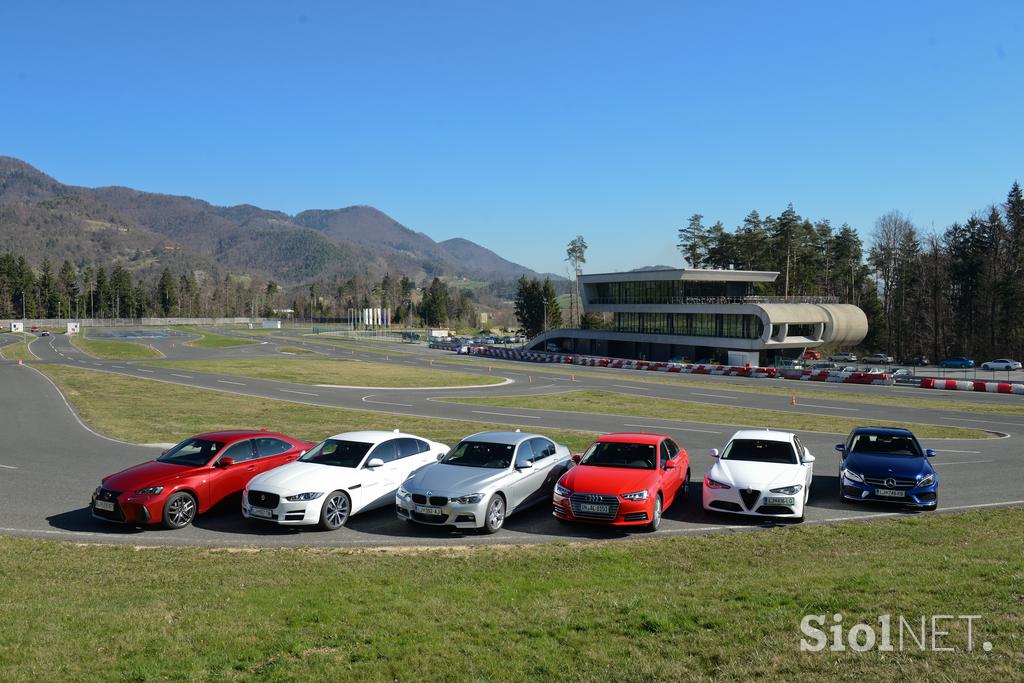 PRIMA prestižna limuzina srednjega razreda: Audi A4, Alfa romeo giulia, BMW 3, Jaguar XE, Lexus IS300h, Mercedes-Benz C