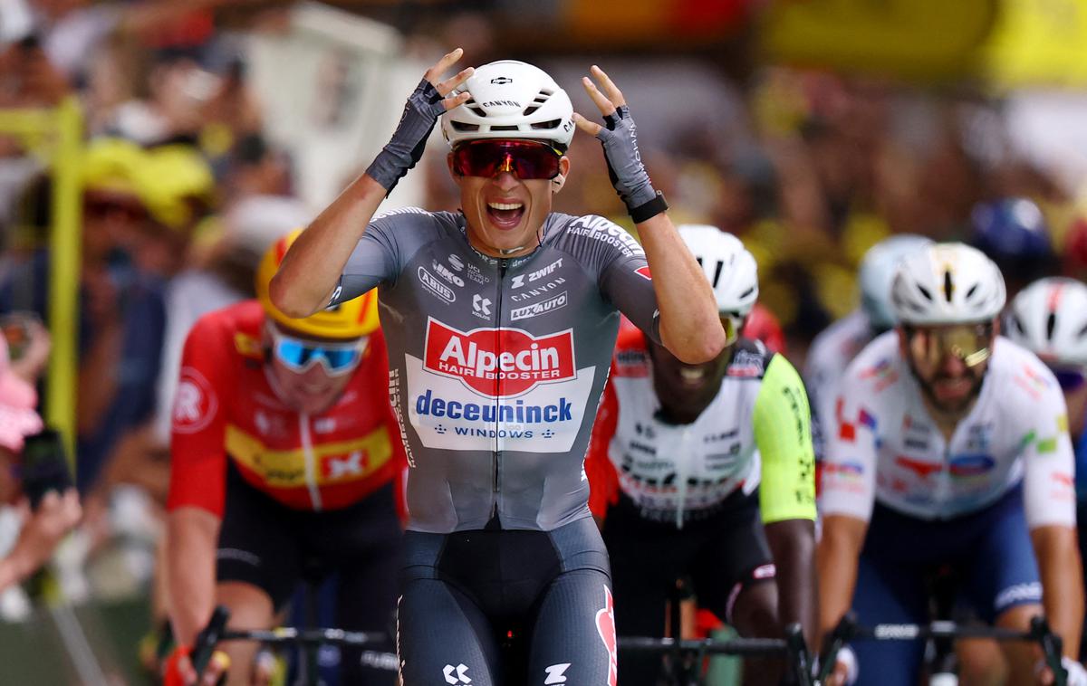 Jasper Philipsen | Jasper Philipsen je zmagovalec uvodne etape 112. Dirke po Franciji. | Foto Reuters