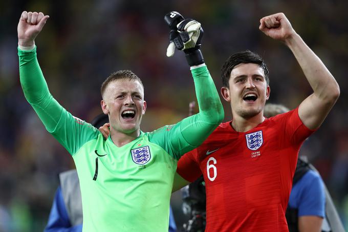 Jordan Pickford in Harry Maguire sta dva izmed največjih junakov zmage Anglije. | Foto: Getty Images