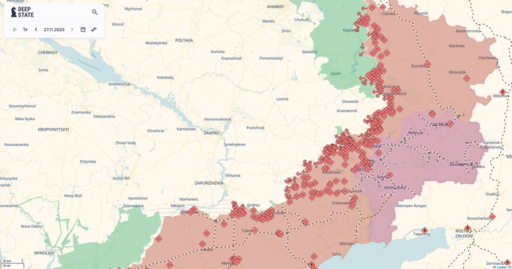 DeepStateMap je verjetno najpogosteje obiskani interaktivni zemljevid fronte v Ukrajini.  | Foto: Posnetek  zaslona