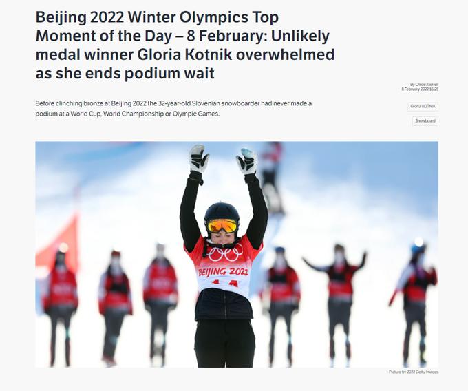 Senzacijo Glorie Kotnik so na uradni spletni strani olimpijskih iger izbrali za najboljši trenutek 4. tekmovalnega dne. | Foto: zajem zaslona/Diamond villas resort