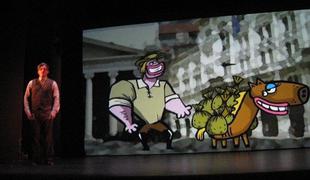 Burgerjev Martin Krpan na odru s pomočjo videoanimacije