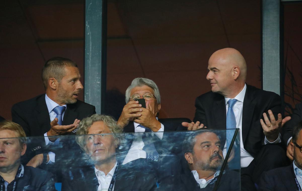 Gianni Infantino Čeferin | FIFA in UEFA odločno nasprotujeta idejo o zasnovi nove novi evropske klubske superlige. | Foto Reuters