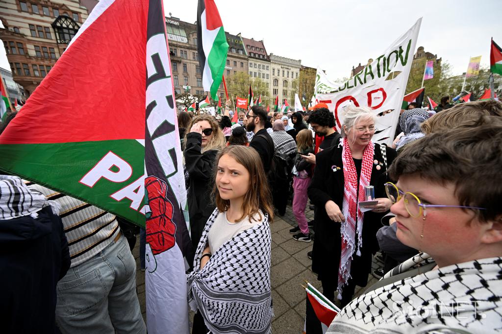 Protest pred Evrovizijo v Malmoju v podporo Palestini