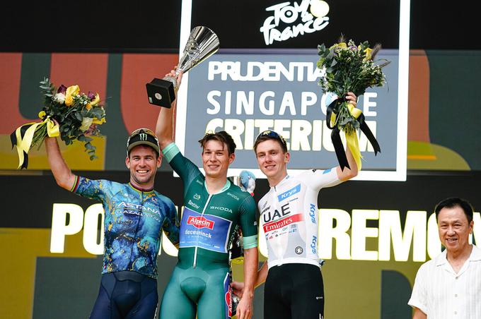 TDF Kriterij Singapur, Jasper Philipsen, Mark Cavendish, Tadej Pogačar | Foto: A.S.O./Thomas Maheux