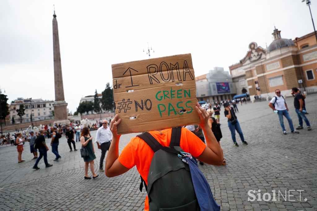 gostinci protest Rim covidna potrdila