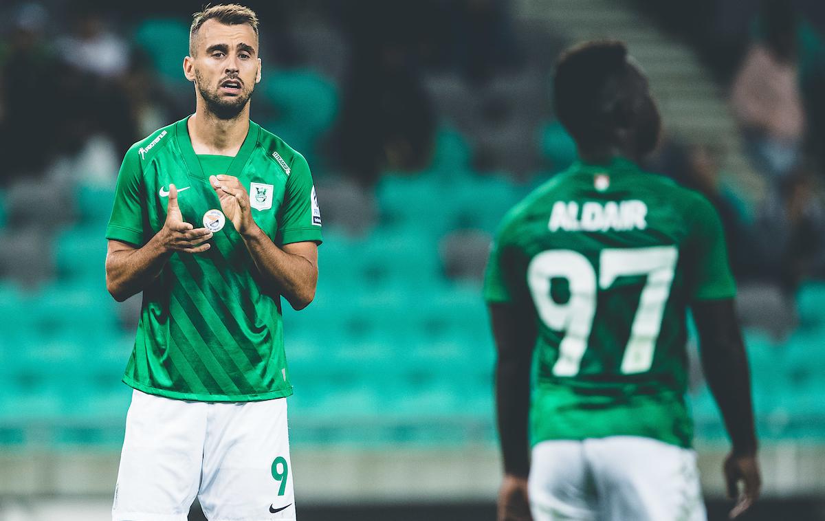 Mustafa Nukić | Mustafa Nukić je v soboto dvakrat zadel, a na koncu doživel dvojni udarec - poraz Olimpije in prepoved igranja na sobotnem derbiju v Ljudskem vrtu. | Foto Grega Valančič/Sportida