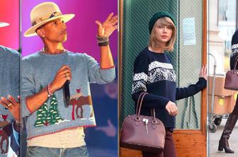 Pharrell za božič v puloverju, ki mu ga je spletla stara mama