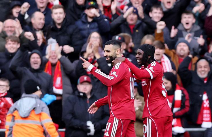 Mohamed Salah, ki po sezoni zapušča Liverpool, je zabil za povišanje vodstva na 2:0. | Foto: Reuters