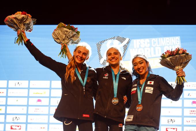 21-letna Američanka Natalia Grossman je sezono v balvanih sklenila s še eno zmago, peto v tej sezoni, in skupno zmago v seštevku balvanov. Drugo leto zapored.  | Foto: Dimitris Tosidis/IFSC