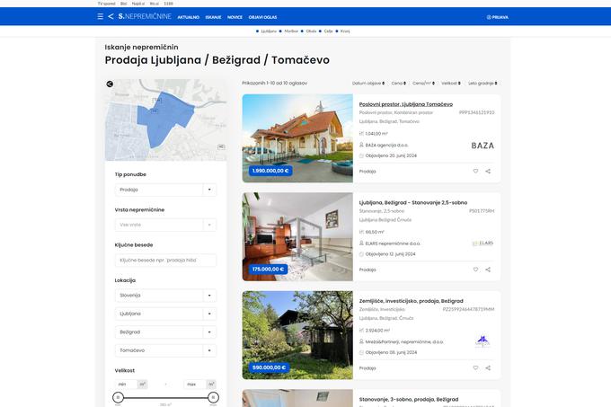 Iskanje sanjske nepremičnine se začne z dobro opredelitvijo kriterijev in parametrov na iskalniku S.nepremičnine. Ali pa preprosto s klikom na zemljevid. | Foto: Siol.net