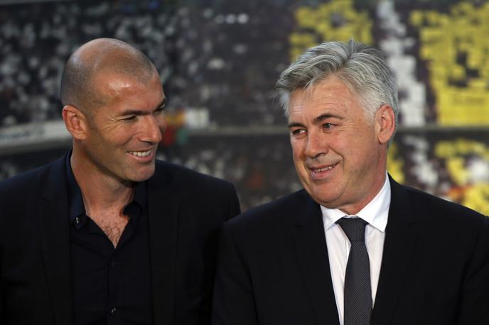 real Madrid Zidane Ancelotti | Zinedine Zidane je leta 2013 postal pomočnik Carla Ancelottija. Temu je pomagal do osvojitve evropskega naslova (2014). | Foto Reuters