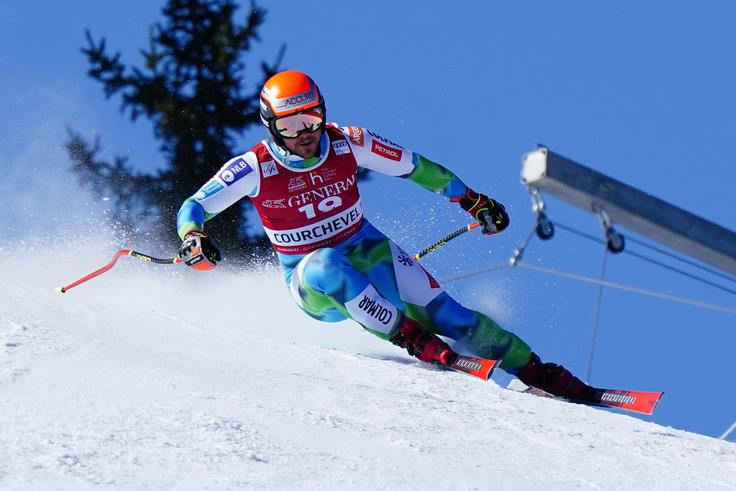 Miha Hrobat je poskrbel za najboljši slovenski rezultat dneva v Courchevelu. Tako visoko v tej sezoni še ni bil. Prvič v 12 mesecih sta Slovenca znova v prvi deseterici na tekmi svetovnega pokala v alpskem smučanju. | Foto: Guliverimage
