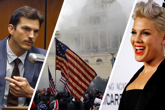 Napad kongres zvezdniki | Med zvezdniki, ki so se odzvali na napad na kongresno palačo, sta tudi Pink in Ashton Kutcher.