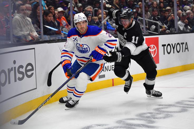 Anže Kopitar in soigralci se bodo še četrto sezono zapored v prvem krogu končnice merili z Edmontonom. | Foto: Reuters