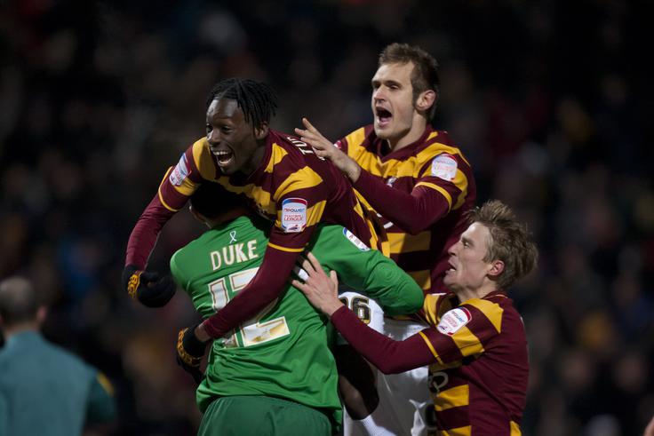 V pokalu FA je bil po izvajanju enajstmetrovk boljši četrtoligaš Bradford City. | Foto: Guliverimage