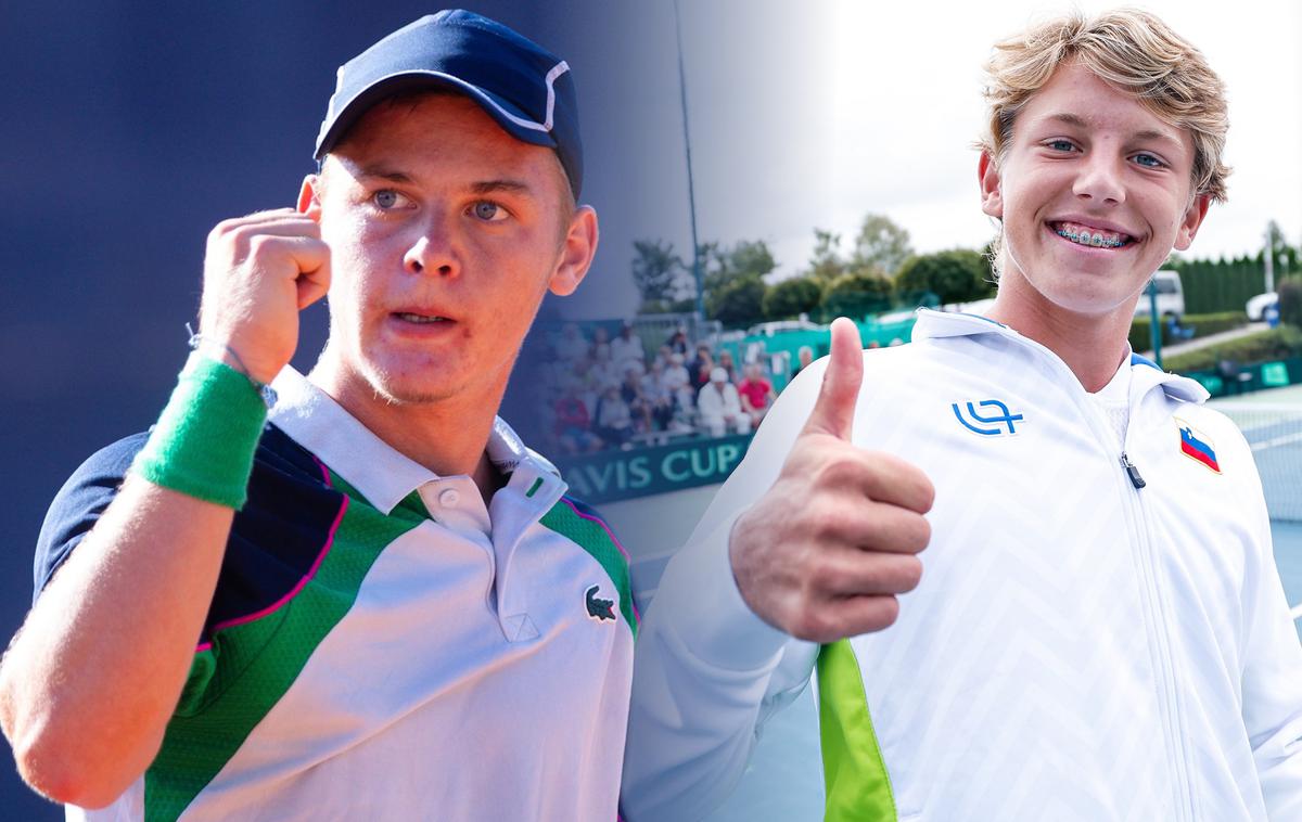 Luka Talan Lopatič Žiga Šeško | Luka Talan Lopatič in Žiga Šeško sta pri 17. letih osvojila prvo ATP točko. | Foto TZS; Aleš Fevžer