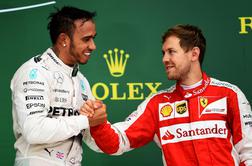 Vettel ni zagrabil vabe, ki jo je vrgel Hamilton