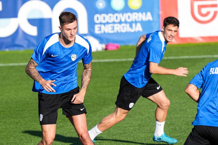 Benjamin Šeško na ponedeljkovem treningu na Brdu. | Foto: Aleš Fevžer