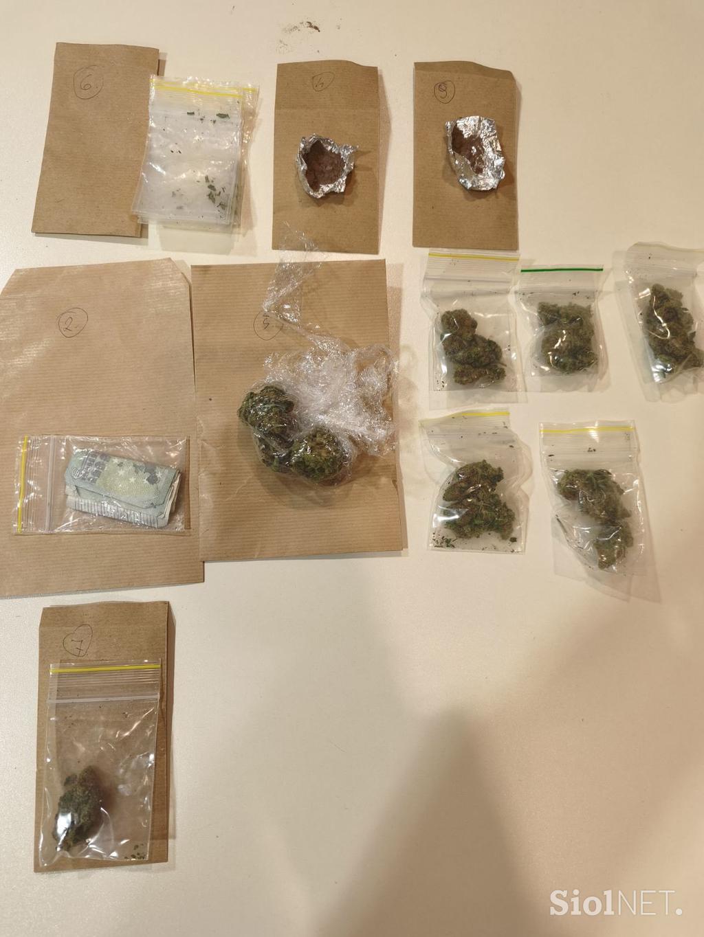 Prepovedane droge, ki so jih policisti našli pri 18-letnem vozniku, ki je v sredo dopoldne povzročil prometno nesrečo na Šmartinski cesti v Ljubljani.