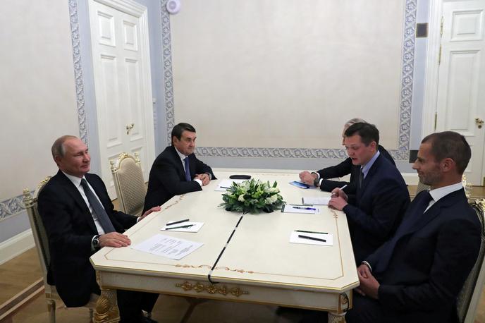 Vladimir Putin, Aleksander Čeferin | Čeferin je med drugim na srečanju s Putinom pohvalil Rusijo za dobro organizirano svetovno prvenstvo 2018. | Foto Reuters