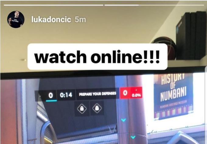 Luka Dončić je na svojem profilu na družbenem omrežju Instagram svoje sledilce takole vabil k ogledu prenosa v živo igre Overwatch na spletni platformi Twitch. | Foto: Matic Tomšič / Posnetek zaslona