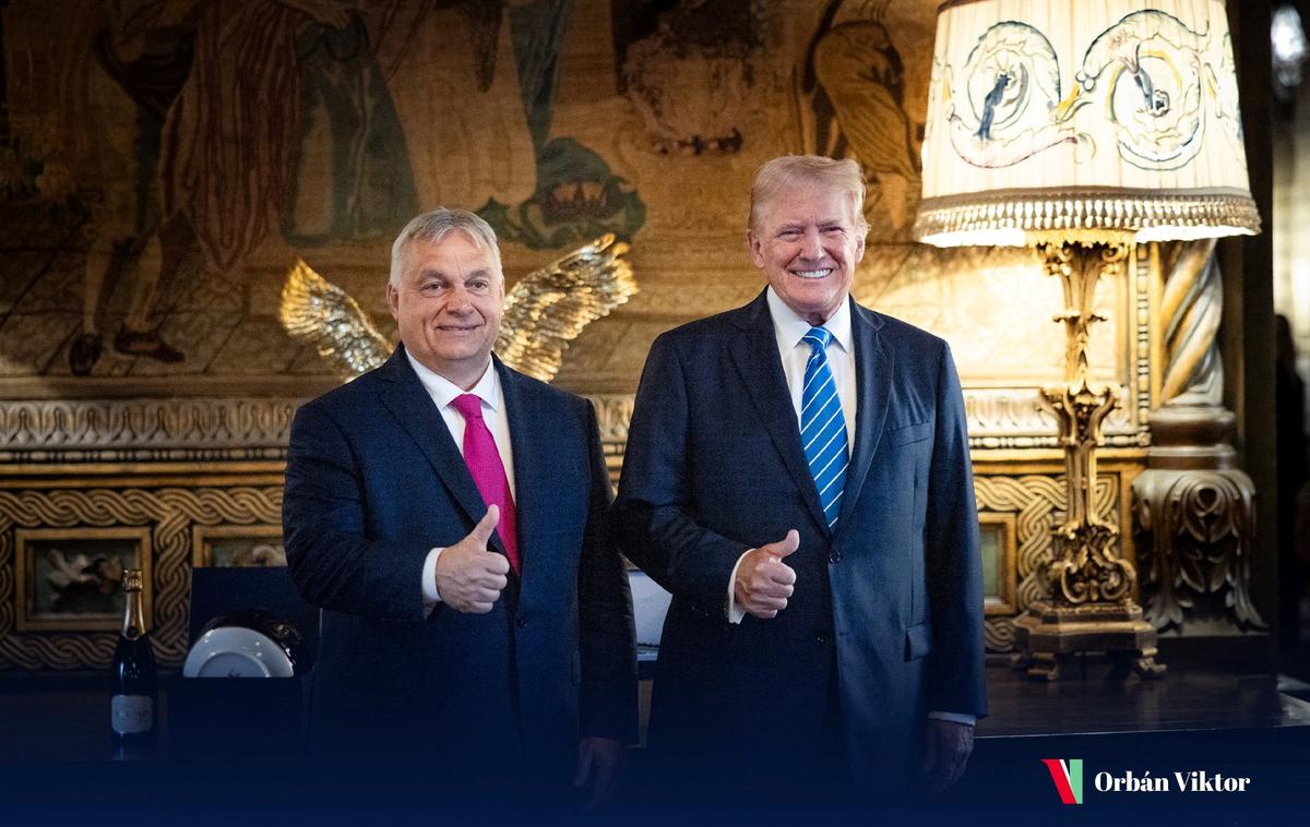 Donald Trump in Viktor Orban | Viktor Orban je po srečanju z Donaldom Trumpom v pismu voditeljem EU zapisal, da bo morala Unija v primeru Trumpove ponovne izvolitve močno povečati finančno pomoč Ukrajini. | Foto Reuters