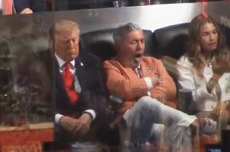 Trump v finalu lige NBA izžvižgan: je med tekmo tudi zaspal? #video