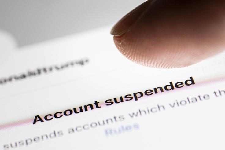 Izbris računa Account suspended | Foto: Guliverimage