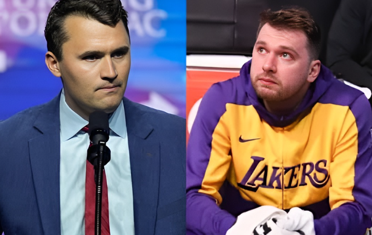 Doncic, Kirk | Kdorkoli je v ozadju zapisa, da je Luka Dončić prosil za minuto molka v čast Charlieju Kirku (levo), je uporabil fotografijo Dončića, ki je nastala 10. aprila letos med prvo tekmo njegovih Lakersov proti nekdanjemu klubu slovenskega košarkarja Dallas Mavericks. Ta je Dončiću pripravil posebno posvetilo v obliki videoposnetka, Luko pa so ob ogledu premagala čustva. | Foto Facebook