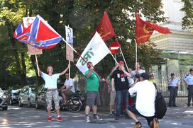 Shod Socialistične partije Slovenije z naslovom Shod proti ukrajinskim fašistom v Ljubljani