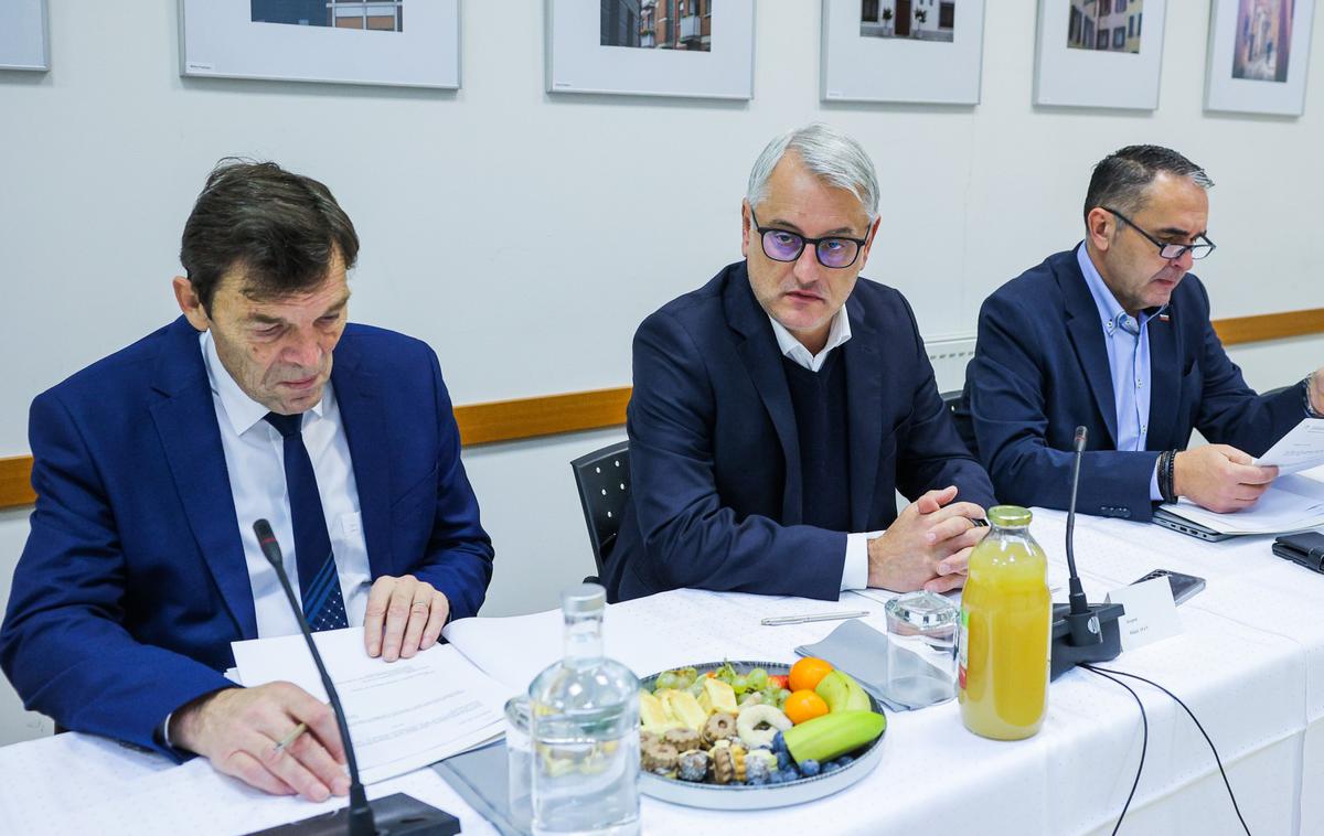 vlada, obisk, Zasavje | "Vesel sem, da smo po dveh letih in pol, odkar je zakon pripravljen, končno uskladili rešitve in da lahko to pomembno pridobitev za delavce in za gospodarstvo uzakonimo še v tem mandatu," je dejal gospodarski minister Matjaž Han (v sredini).  | Foto STA