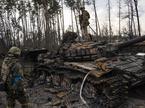 Uničen ruski tank v Ukrajini