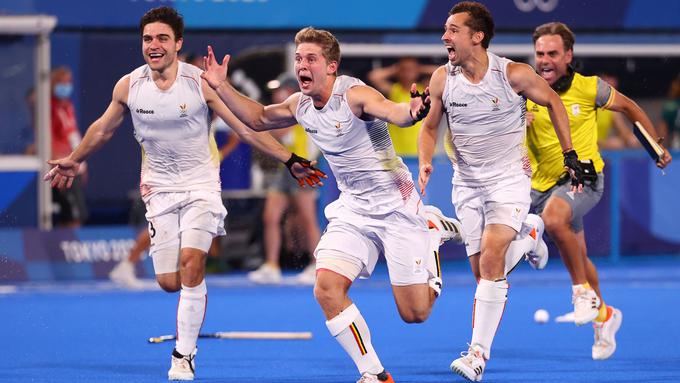 Belgijci po drami do olimpijskega zlata v hokeju na travi. | Foto: Reuters