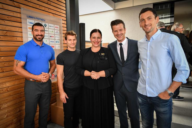 Marko Potrč, Mitja Petkovšek, Nuška Drašček, Boštjan Romih in Jakov Fak na odprtju Lumarjeve aktivne hiše | Foto: Marko Pigac