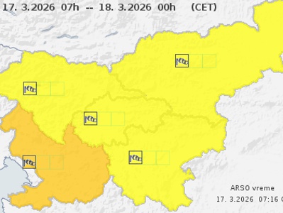 Arso z novim opozorilom: najhuje bo na jugozahodu Slovenije